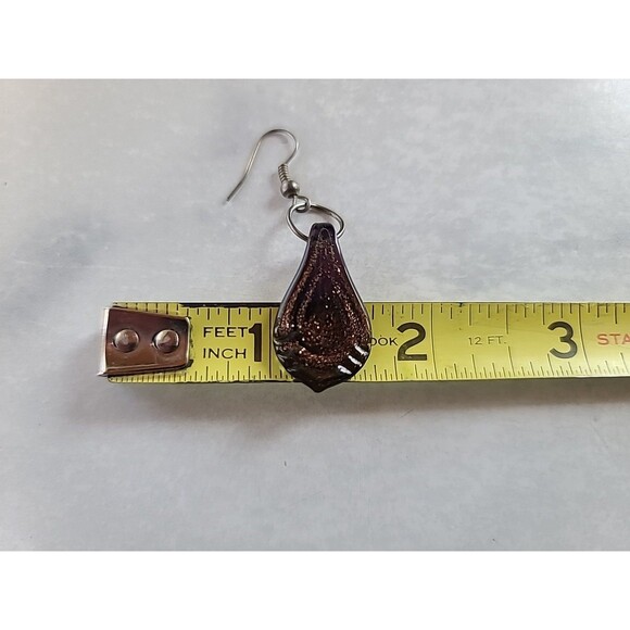 Artisan Brown Glass Dangling Pierced Earrings - Picture 9 of 10